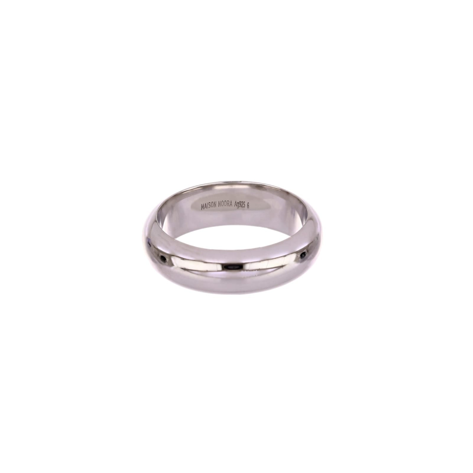 Rivoli wedding band, 6 mm width, rhodium-plated 925 sterling silver