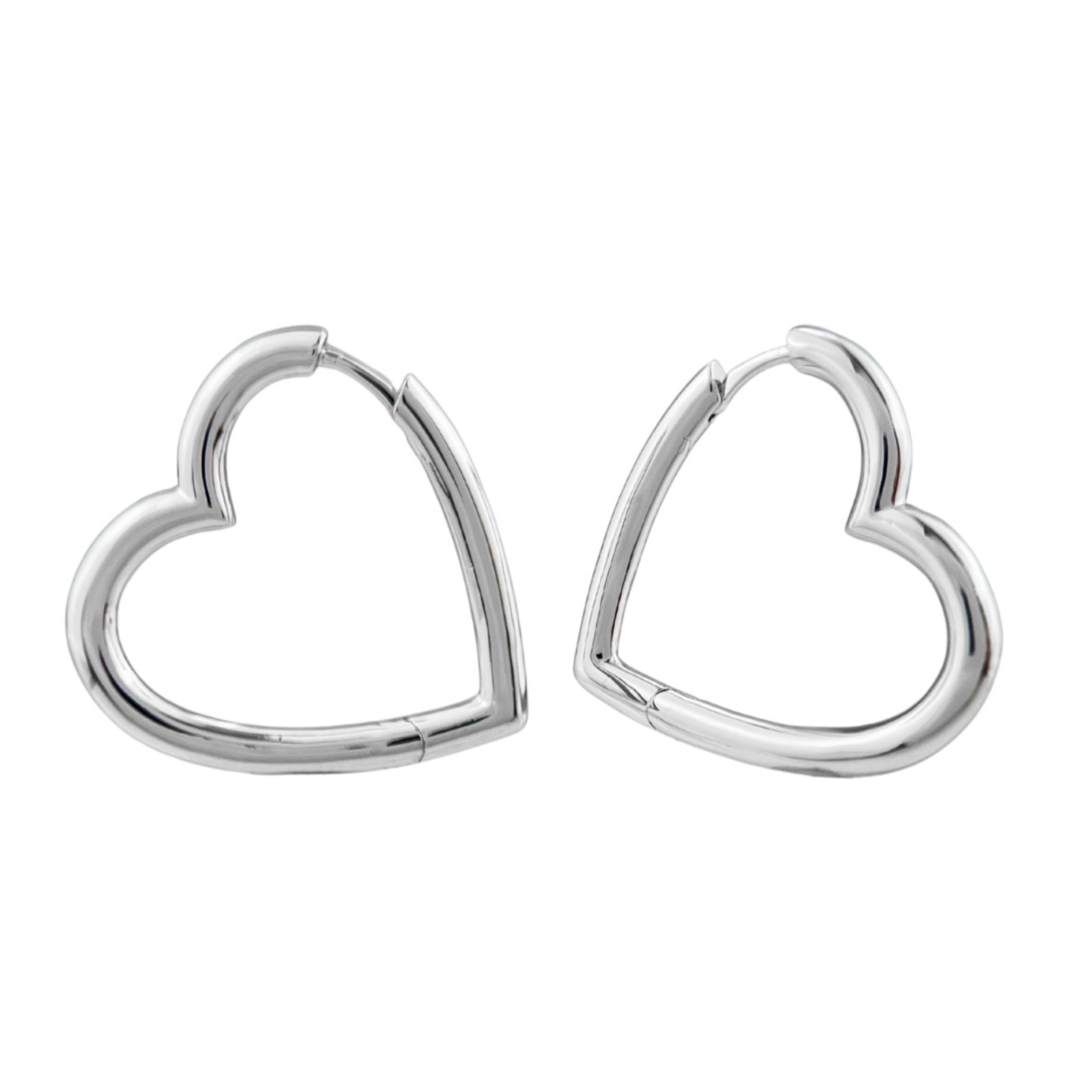 HEART SILVER HOOPS